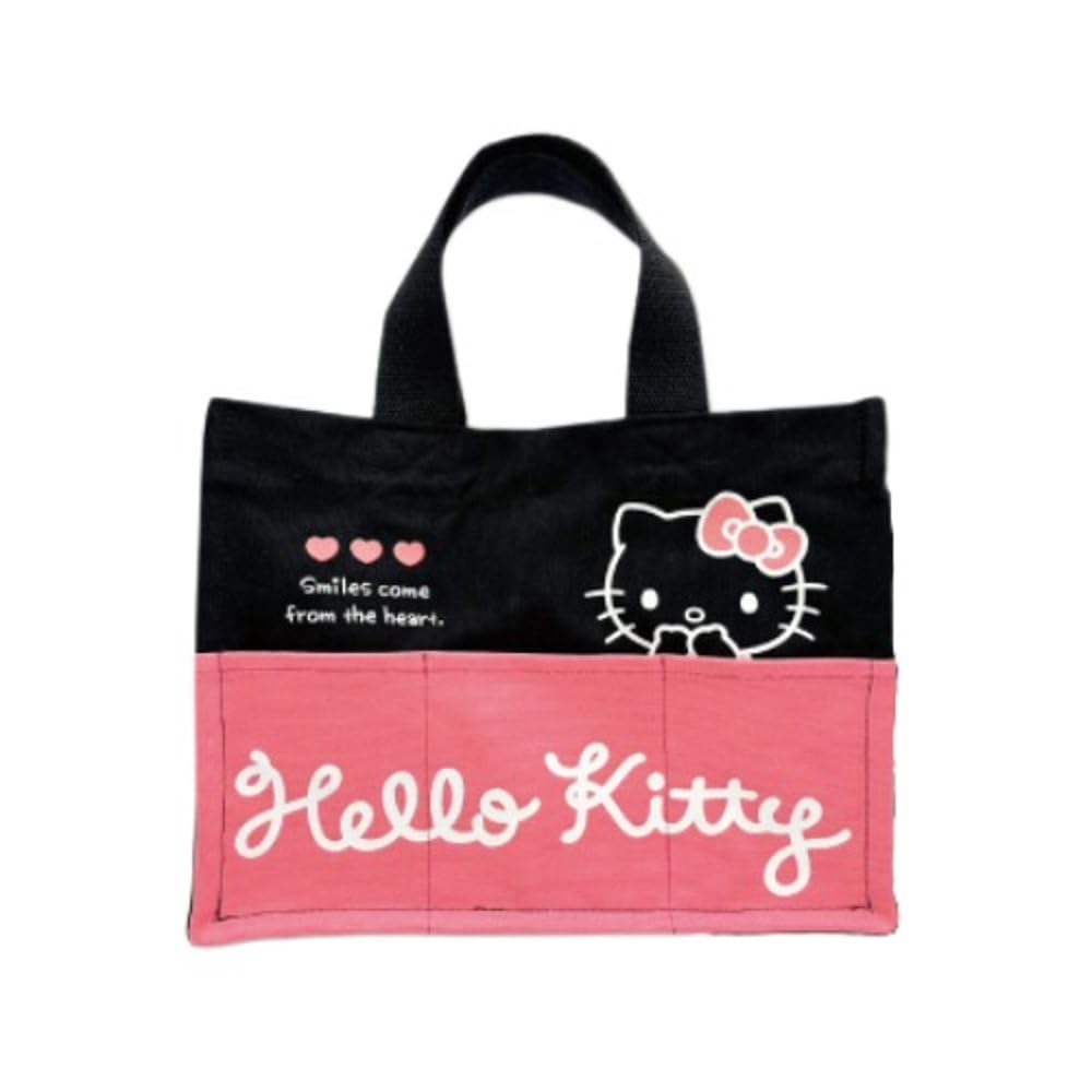 

Hatayama Shoji tote black Hello x W30 x 64202272 3-pocket multi-purpose bag, canvas, Kitty, H22.5 D12cm,