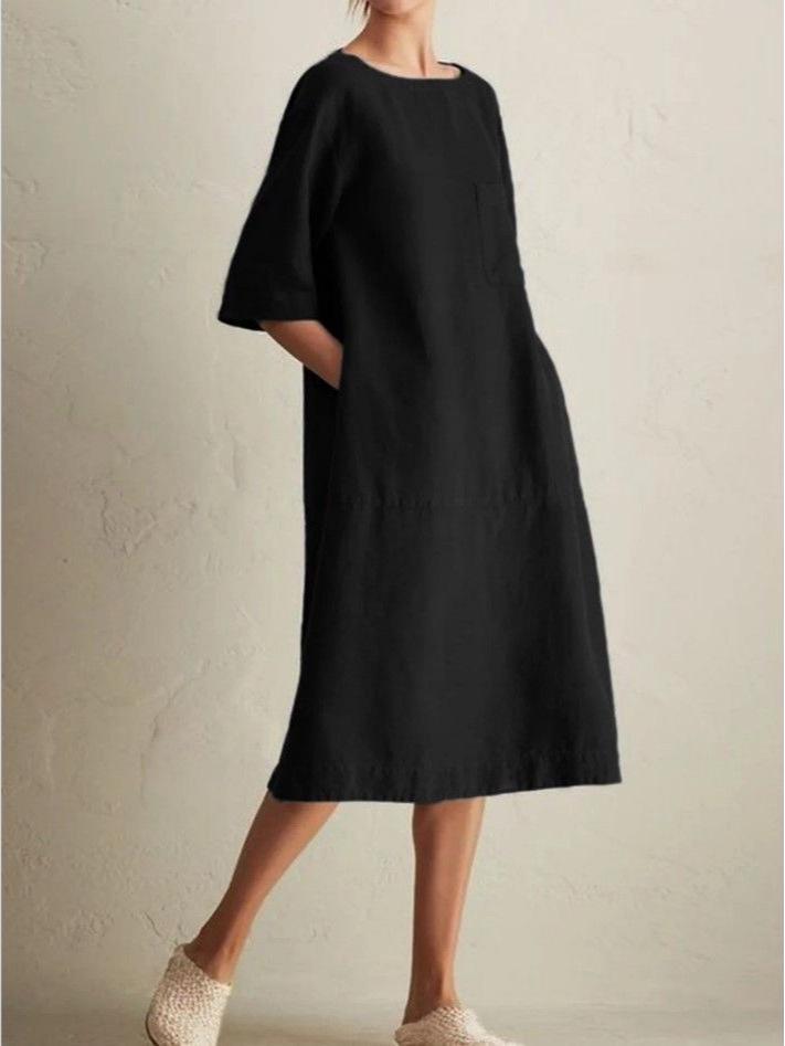 Stylish Summer Cotton-Linen Patchwork Mid-Length Skirt - Plus Size Women's Clothing