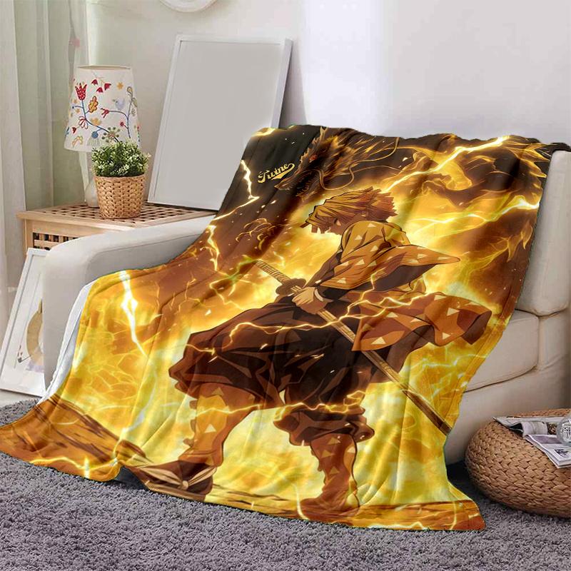 

1pc Anime Demon Slayer Tanjiro Kamado Red Flame Cosplay Blanket, Home Decor, Couch Throw .B054 80x120cm