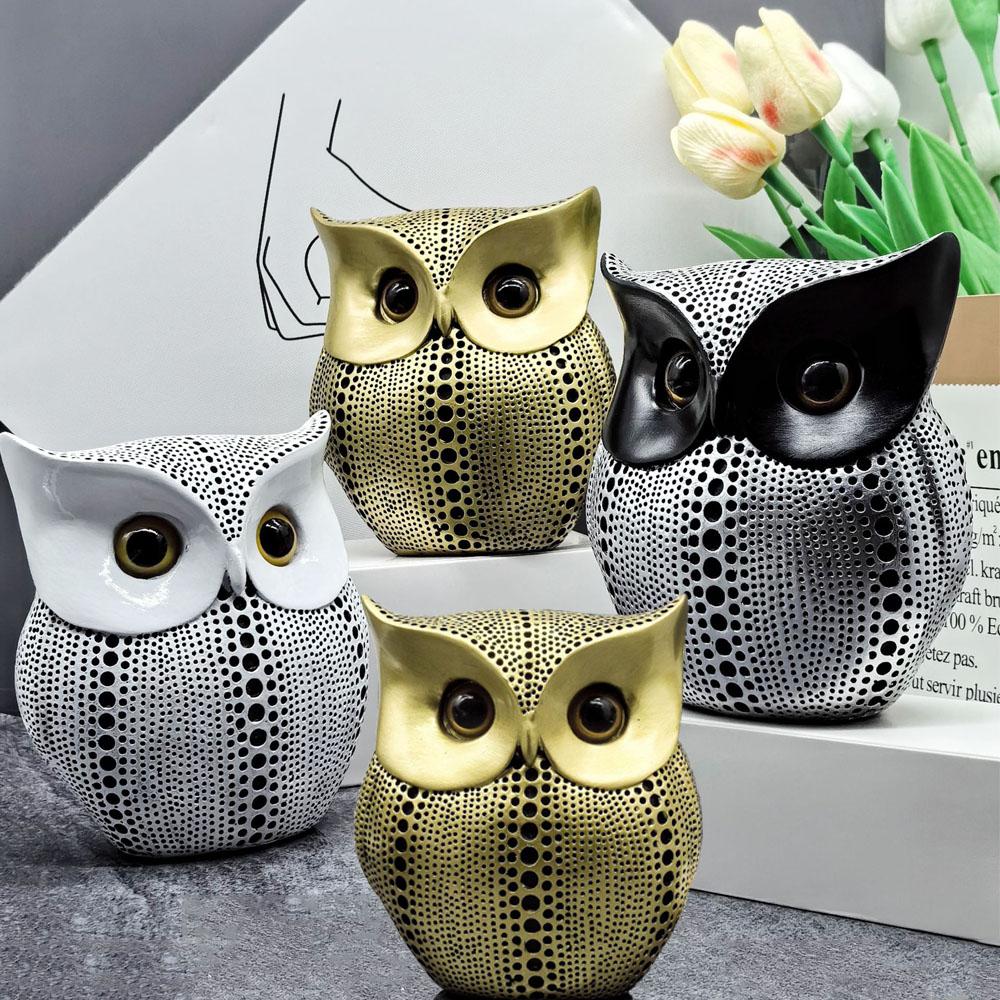 Simple and Luxurious Resin Owl Ornament For Home Living Room, TV Cabinet, Desktop, Foyer Decoration Crafts