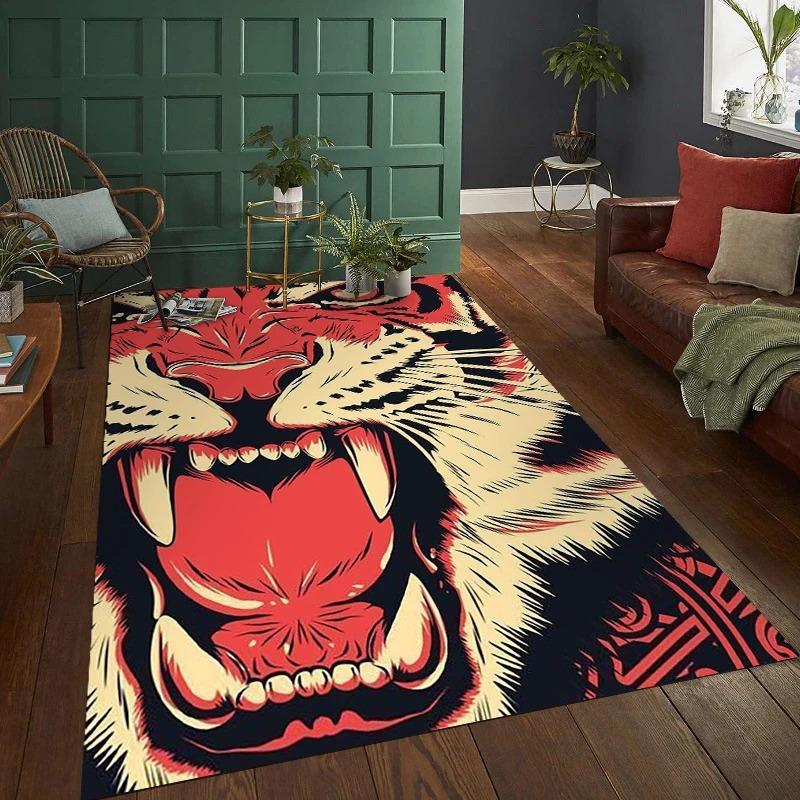 Large Animal Pattern Area Rugs Tiger Dragon Phoenix Design Japanese Chinese Style for Modern Living Room Decor