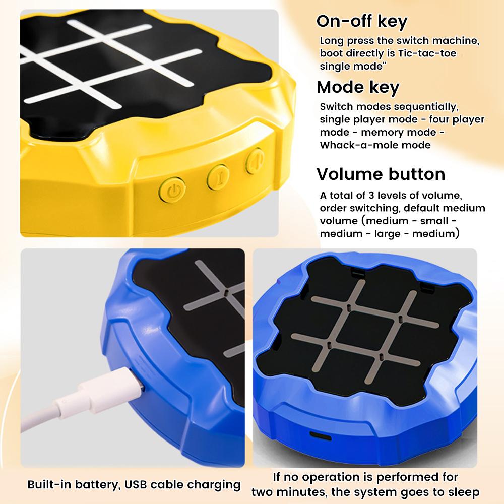 Tic Tac Toe Game Children Electronic Toys Noughts and Crosses Game Memory Training Infinite Portable Travel Games for Kids Adult