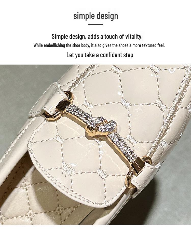 2026 Spring Women's Patent Leather Rhinestone Furry Loafers - Large Size, Velvet, Warm, Soft Sole