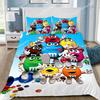 Exquisite 3D M&M Wallpaper Chocolate Digital Printing Bedding Set Duvet Cover Comforter Bed Adult Girls Boys Gift