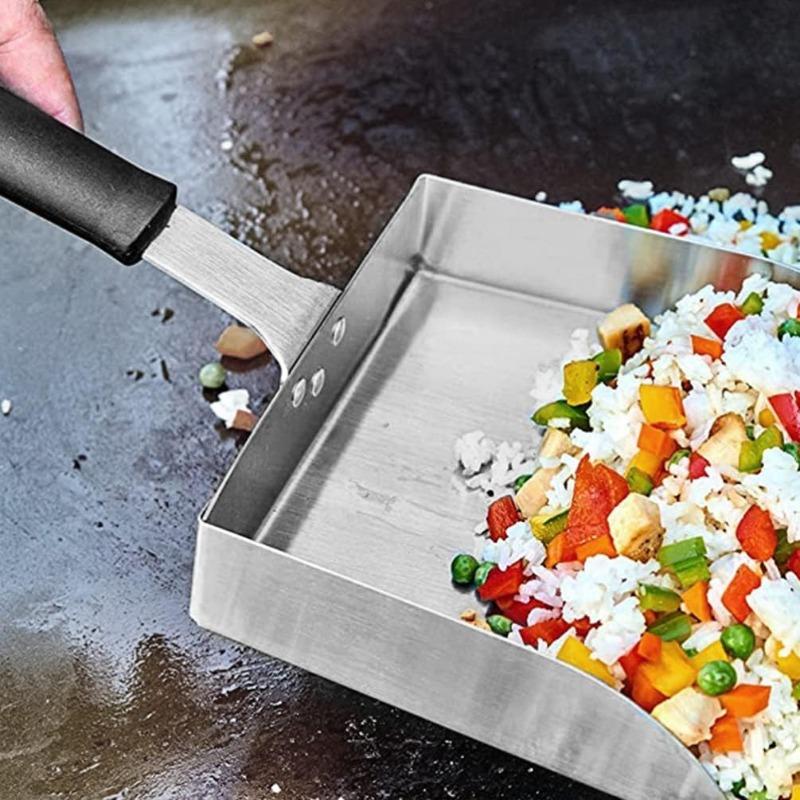 Frying Spatula Stainless Steel Frying Spatula Food Mover Burger French Fries Food Spatula for Stir-frying and Moving Food Tools