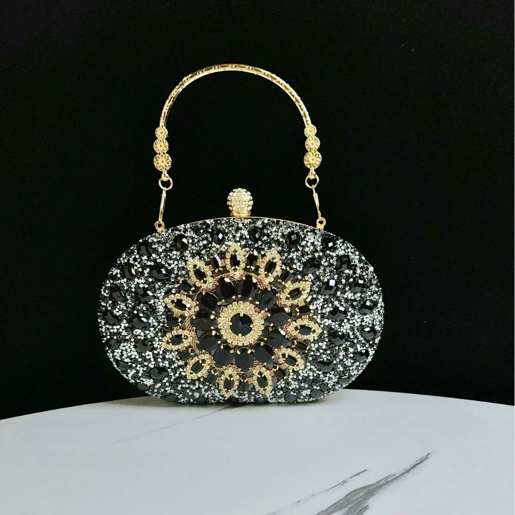 Sparkly Rhinestone Clutch Purse – Sunflower Crystal Handbag for Women, Wedding Party Evening Bag, Prom Bridal Dinner Clutch