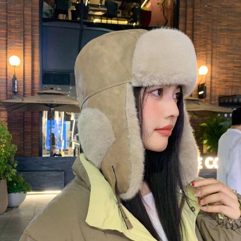 Cold-proof Plush Ear Protection Hat Windproof Ski Hat Fashion Cycling Warm Hat  For Women Men