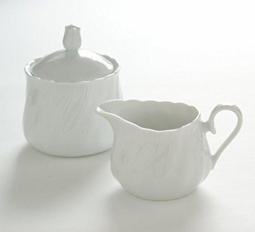 

[White Tableware] High-quality white porcelain TORSIONE Twisted Sugar Pot & Creamer