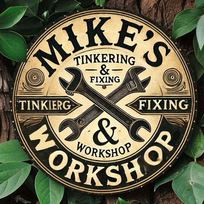 

Mike s Repair Shop Sign. Rust-resistant aluminum decor for garage, bar or farm.
