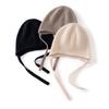 Autumn and Winter New% Pure Cashmere Hat Women's Fashion Lace-up Big Head Circumference Versatile Wool Knitted Ear Hat Tide