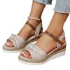 Large Size Women's Shoes Sandals Buckle Slope Heel Thick Bottom Sandals Female
