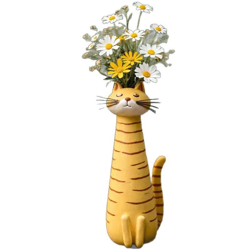 Handmade Quirky Cat Vase Creative Vase Cartoon Home Decor Ornament Gift