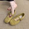 Light mouth red single shoes girl 2025 spring and autumn new retro gentle fairy suede Mary Jane shoes flat beanie shoes