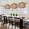 13.77 Woven Rattan Pendant Light Hand-Woven Water Plants Rattan Chandelier 1-Light Boho Wicker Coastal Retro Ceiling Chandelier
