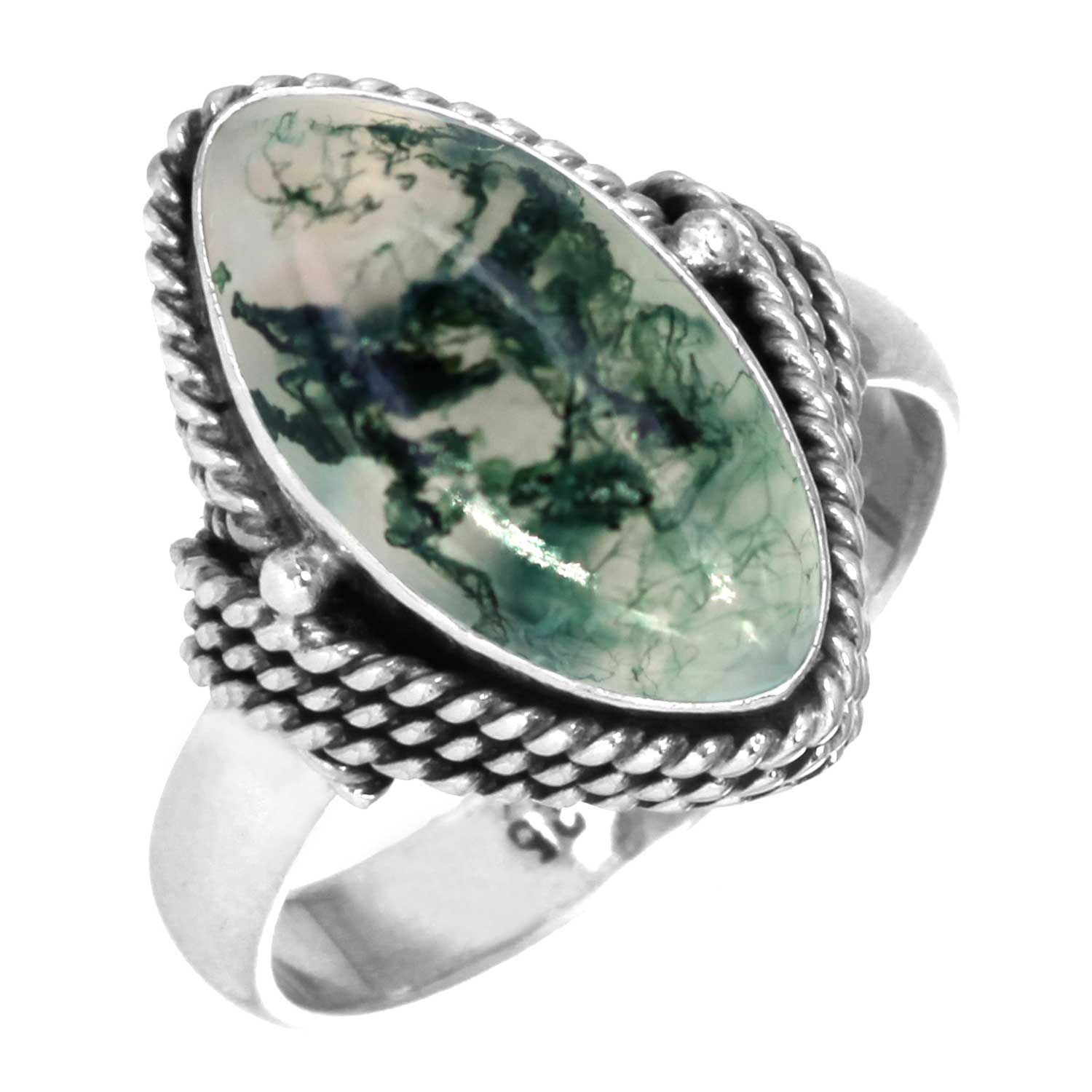 

Кольцо из стерлингового серебра 925 пробы Женское Драгоценный камень Ручная работа Ювелирное изделие Рождественский подарок Мукаит Монтанский агат Моховой агат Спини Ойстер Родонит Глаз Шивы Костюмное 5