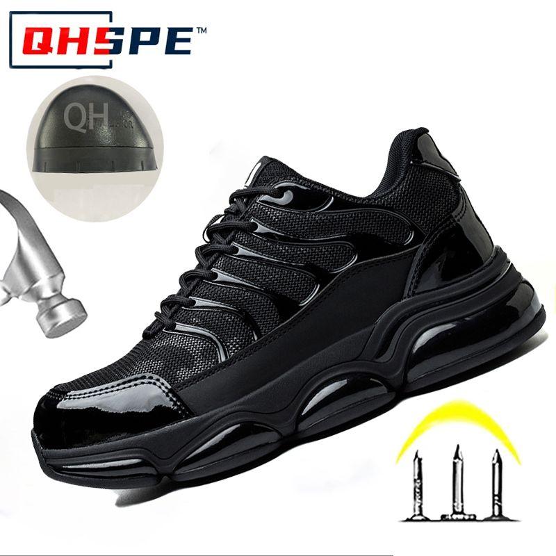 

Men s safety shoes Rotating Button Male sneakers Steel Toe men shoes Anti Smashing Anti Piercing working shoes with protection 48