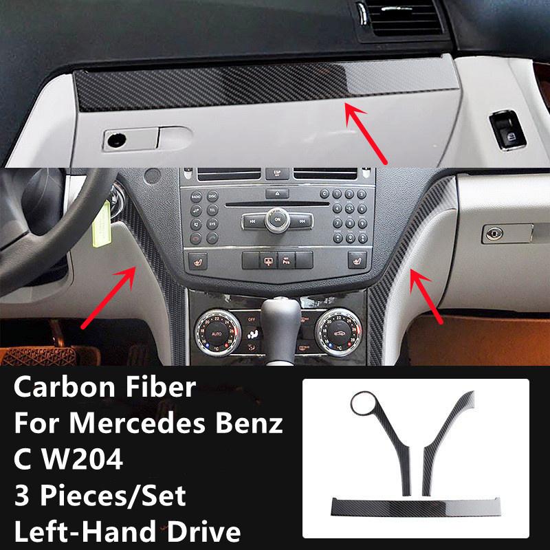 Cubierta de modificación Interior de coche de fibra de carbono, tiras embellecedoras, pegatinas decorativas para Mercedes Benz C W204, Interior de coche