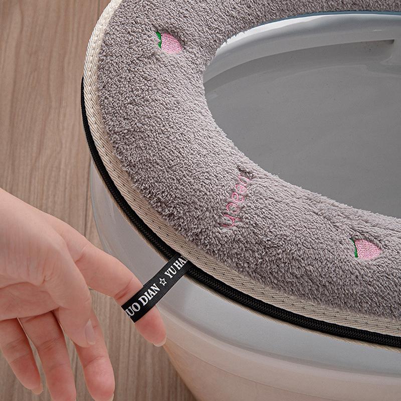 WC-Sitzbezug Universal Reißverschlussdesign Wasserdicht Waschbares Kissen Winter Warm Verdickte Polsterung für Alle Jahreszeiten Heimgebrauch Weiche Bequeme Matte