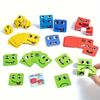 Cube Face Change Game Set, Wooden Puzzle Toy for 4 Players, Interactive Family Fun Early Learning Emotion Toy