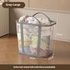 Breathable Nylon Mesh Laundry Basket With Handle Folding Portable Dirty Clothes Organizer Bags Large Capacity Toys Storage