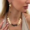 Fashion Metal Geometric Round Piece Splicing Necklace Women'S, Cold Wind Sequins Tassel Long Earrings