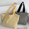 1Pcs Female Daily Shopping Bags Simple Striped Women'S Canvas Casual Shoulder Bags Fashion Large Capacity Ladies Tote Handbags