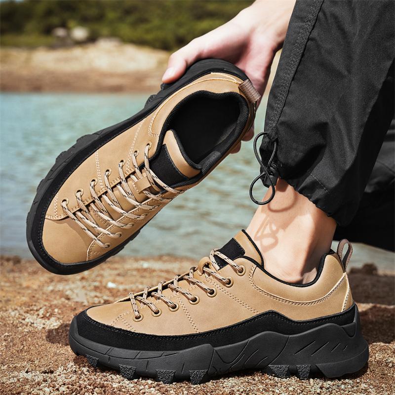 Pánské kožené boty Ručně vyráběné Outdoorové tenisky Kotníkové boty pro muže Ležérní obuv Pracovní boty