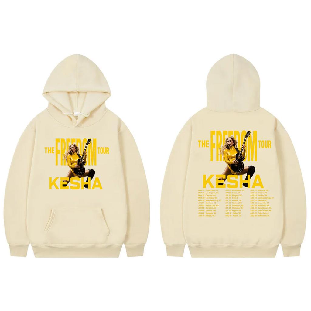 Kesha The Freedom Tour 2026 Graphic Hoodies High Quality Fashion Long Sleeve Sweatshirts Unisex Casual Oversized Pullovers