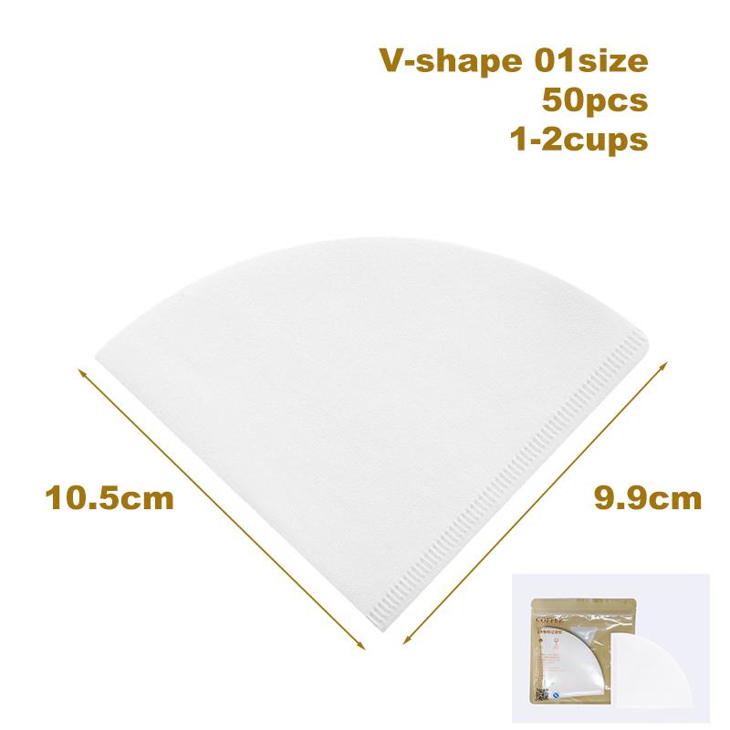 TIMEMORE Coffee Filter Paper 50pcs Pour Over Coffee Paper Filters Home V-Shaped Filter Paper Work With Cone Coffee Dripper
