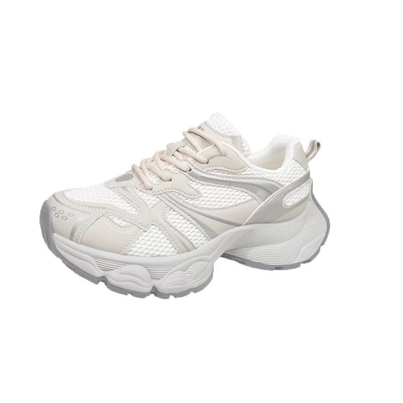 Thick-soled Heightening Dad Shoes Women's Spring New Casual Soft Leather Mesh Breathable Small Sneakers