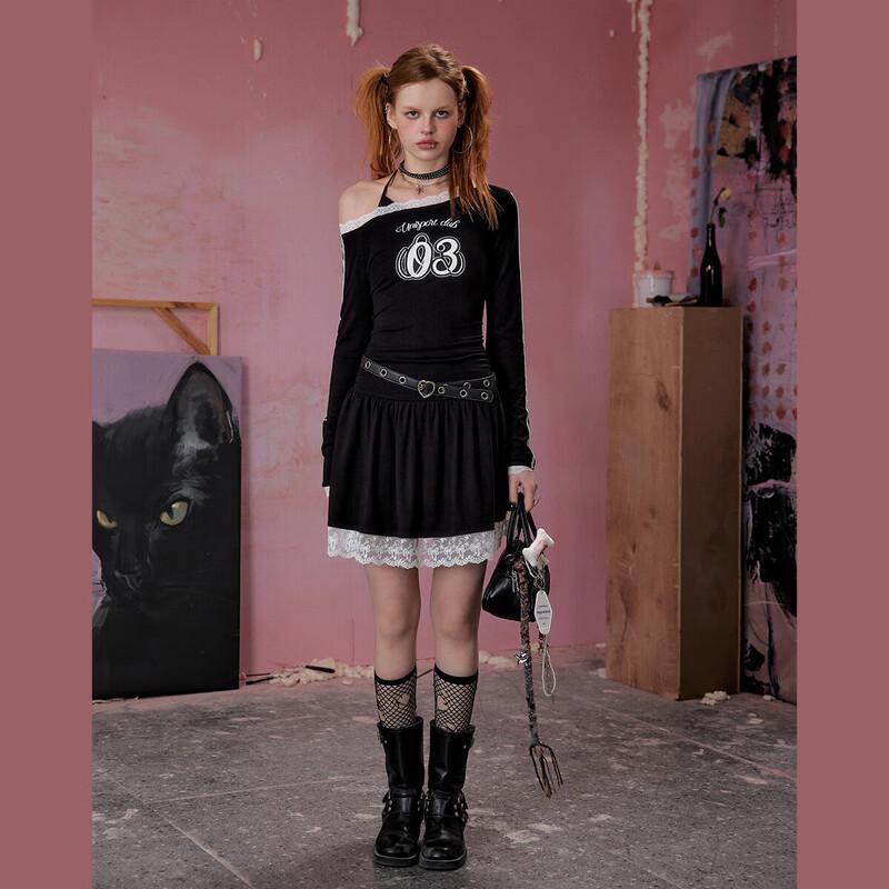 UNIFREE Black Off-Shoulder Long Sleeve Dress S