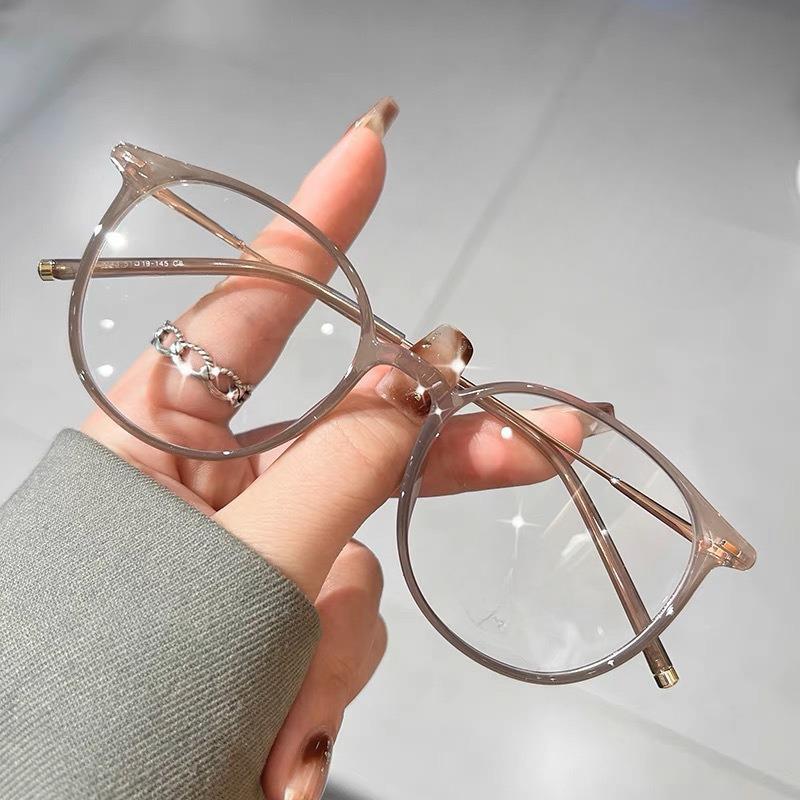 Plain Brown Glasses Frame Female Ultra Light Glasses Frame with Myopic Glasses Option Fashion Anti-Blue Light Glasses