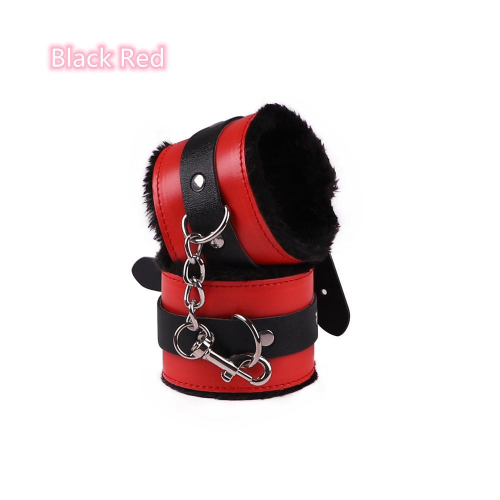 Leather Plush Handcuffs - Adult Bondage and Teasing Restraint Toys