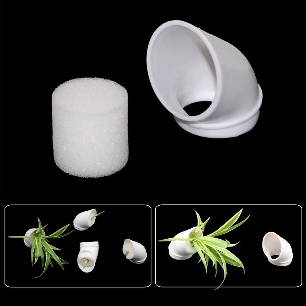 10Pcs PVC Pipe Soilless Hydroponics Fixed Plant Cups and Sponges Diameter 32mm Interface Plants Vegetables Seeds Nurturing Cups