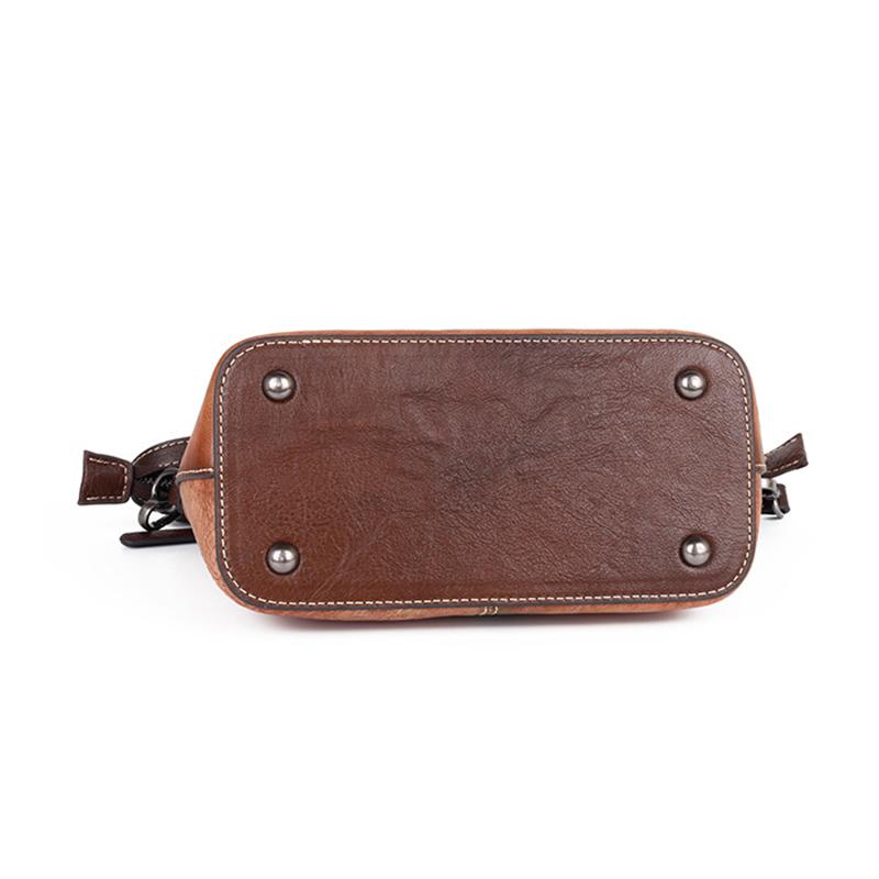 The First Layer of Cowhide One-shoulder Messenger Women's Bag, Chinese Style Rose Rose Women's Bag