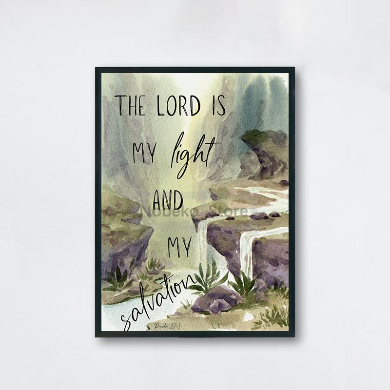 Watercolour Christian Psalm Poster Watercolor Landscape Bible Prints Canvas Painting Wall Art Pictures Home Room Modern Decor