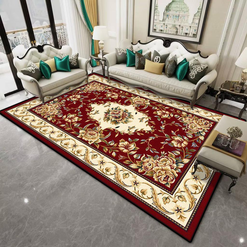 Persian Style Red Large Living Room Carpet Soft Non-slip Decoration Home Dining Room Rug Easy Clean Coffee Tables Mat Washable