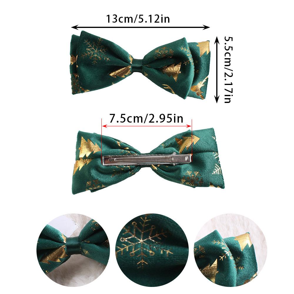 Women Bowknot Hairpin Christmas Party Styling Hairs Accessories Gold Stamping Pattern Cute Girls Hairpin Bangs Braid Hair Clip