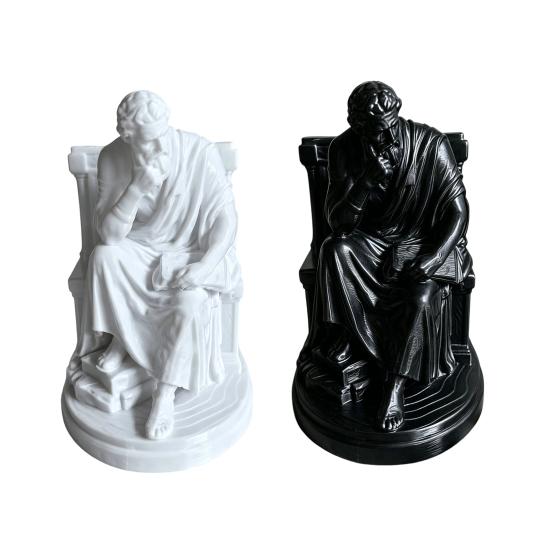 Ornaments with Philosopher Shape Stable Base 3D Printed Sculpture Retro Literary Desktop Decoration for Study Room Office Entrance Hall