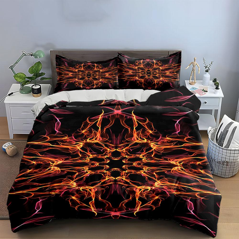 Fiery symmetrical flame patterns. Bedding sets Duvet cover sets Duvet covers Pillowcases(1* Duvet Cover 2* Pillowcases without duvet insert)