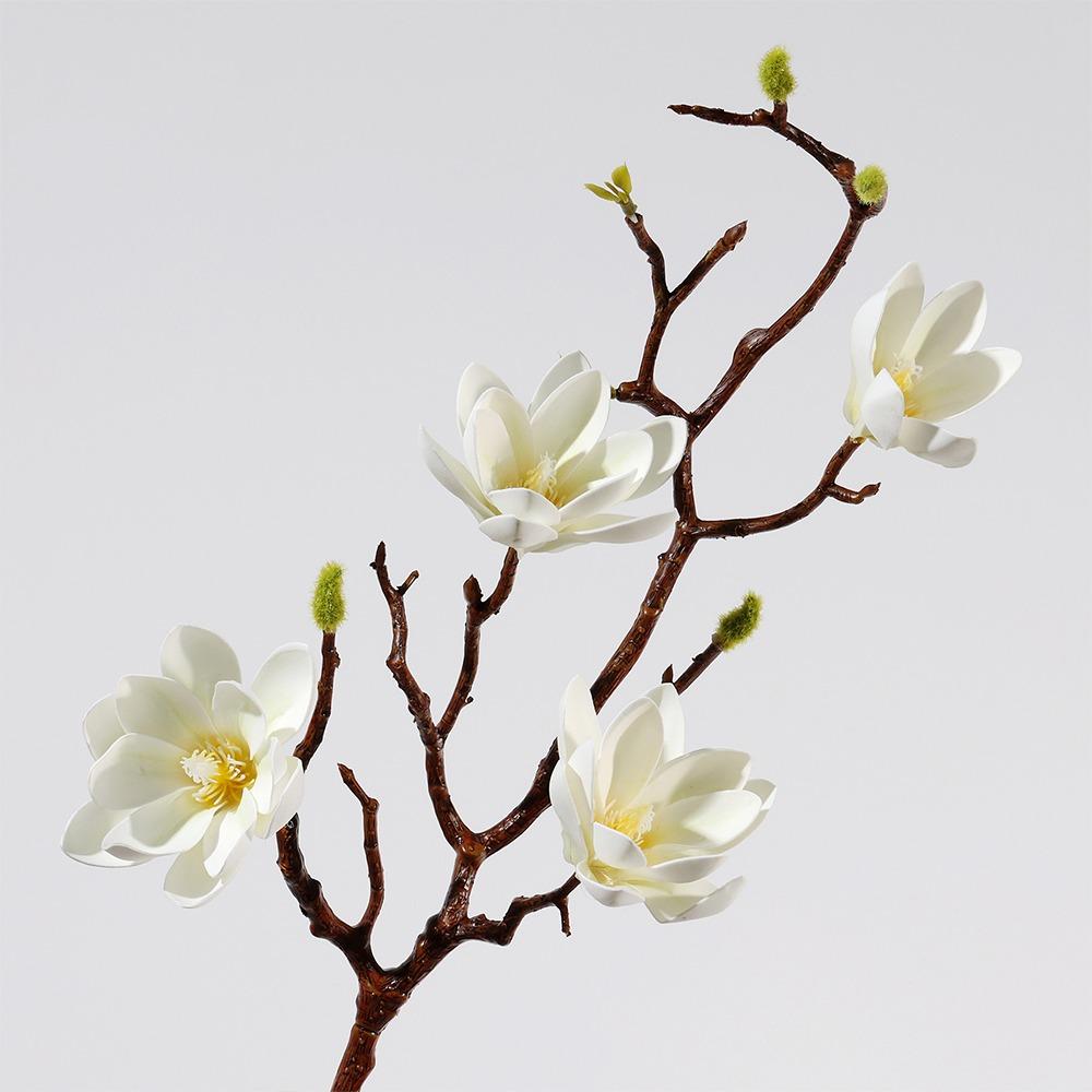 Flor de Magnolia Artificial Grande Hecha a Mano Simulación de Tacto Real Magnolia Grande Rama de Magnolia Falsa Realista Decoración de Jardín