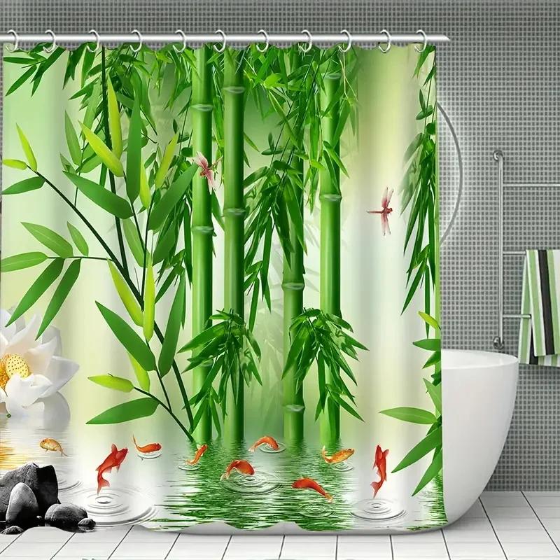 Caryophylla orchid pattern shower curtain hook, waterproof shower curtain, bathroom partition, bathroom curtain, home decorati