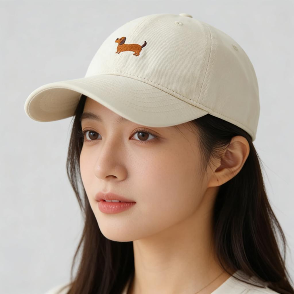 Cute Dog Embroidered Baseball Cap for Women Solid Color Cartoon Snapback Hat Summer Adjustable Cotton Dad Hats