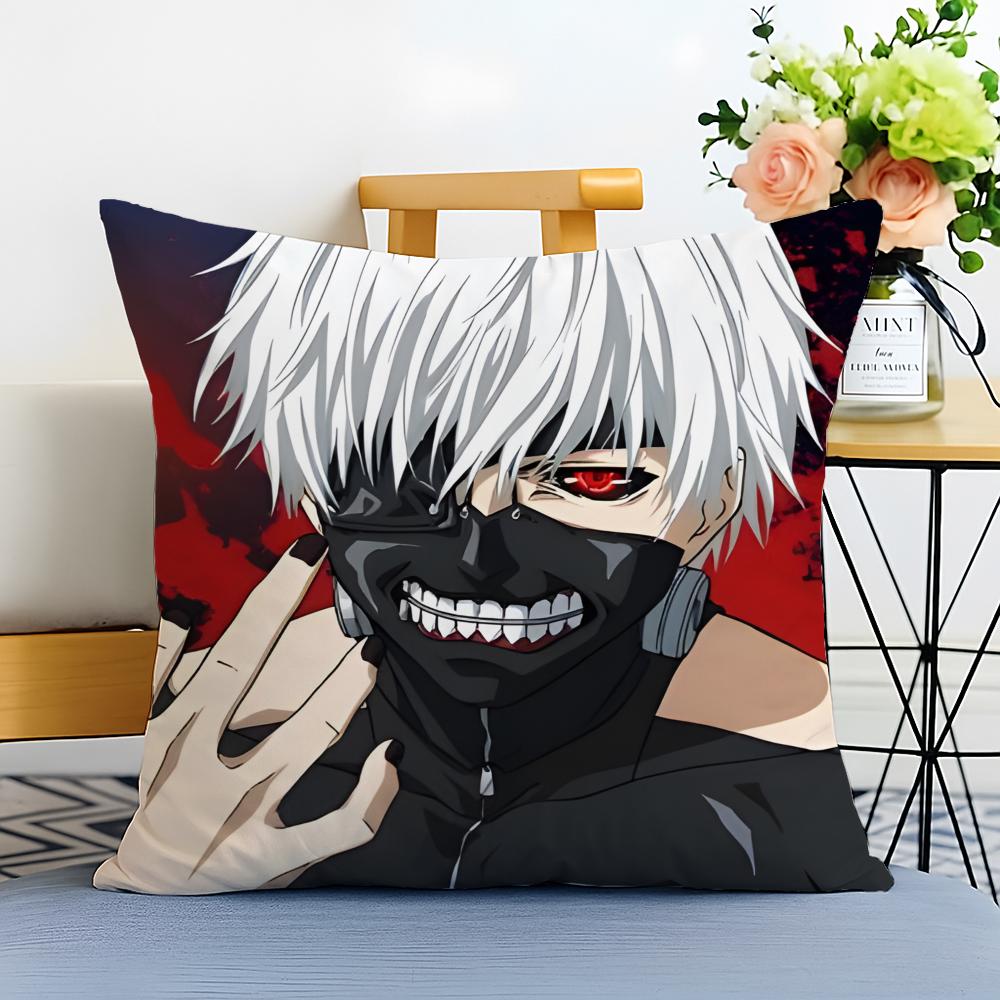 TTokyo Ghoul Cushion Cover Washable Linen Pillowcase Soft for Sofa Bed Cozy Home Room Decor