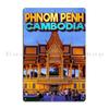 Phnom Penh Cambodia Royal Palace In Phnom Penh At Dusk Metal Sign Customize Club Garage Living Room Design Tin Sign Poster