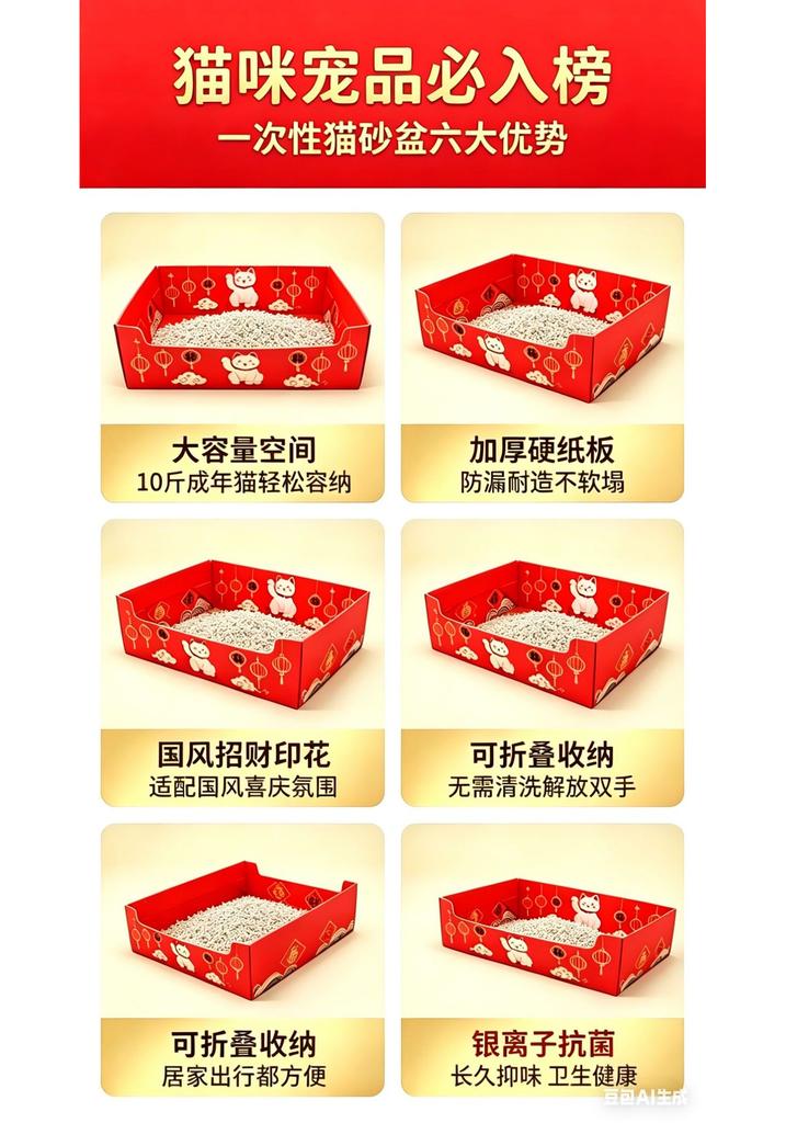 Foldable Large Capacity Disposable Cat Litter Box For Home Travel Cat Supplies