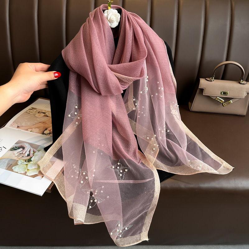 Fashionable Butterfly Scarf, Versatile for Spring and Autumn, Handmade Beaded Long Decorative Scarf