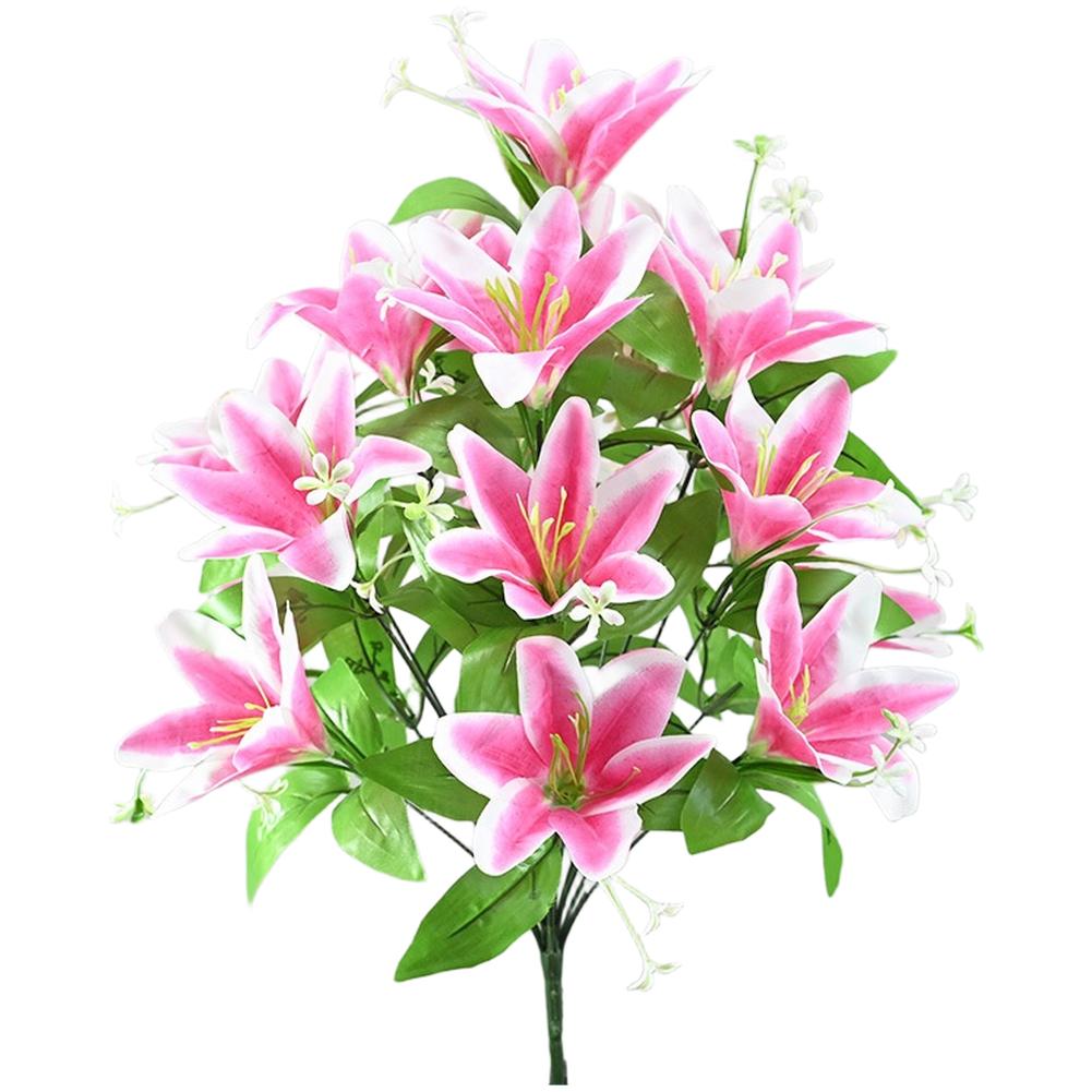 18 Heads Silk Lily Flowers for Interior Styling Living Room Dining Area Entryway and Studio Set Design Decoration
