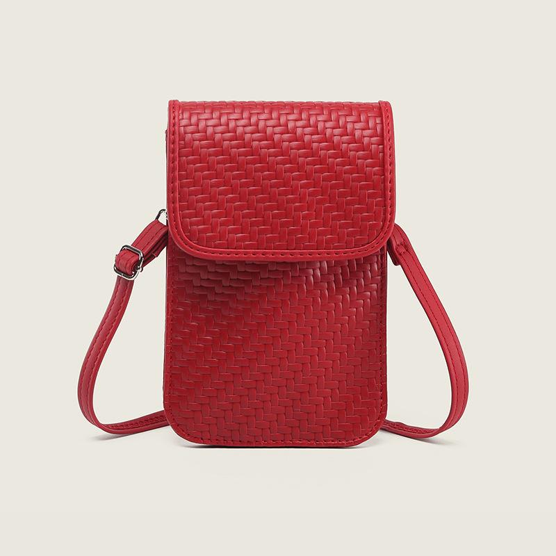 Luo Zijun Same Bag Leather Woven Mobile Phone Bag Summer Versatile Messenger Bag Mini Small Bag