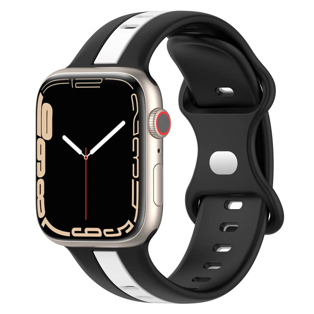 Silicone Strap For Apple Watch Ultra 3/2 Band 49mm 45mm 41mm 44mm 42mm 46mm Two-color Bracelet iWatch 11 10 9 8 7 6 5 4 SE Belt